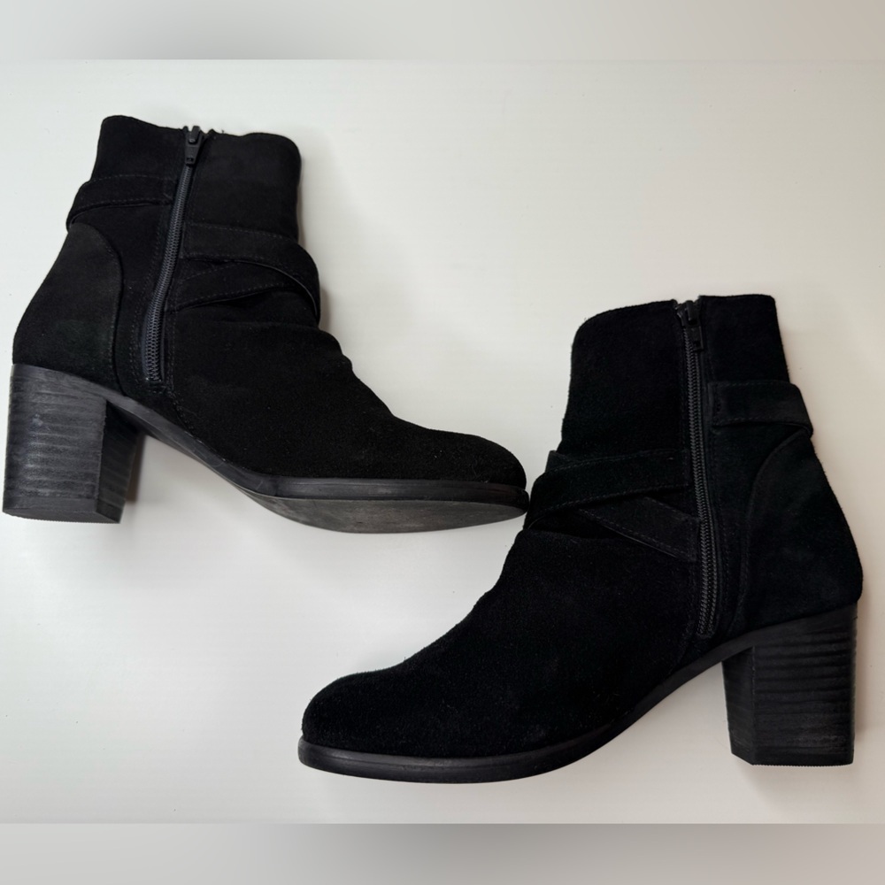 Anthropologie Matisse Harper Black Suede Leather Ankle Boots Women’s 7M Side Zip - Picture 14 of 16